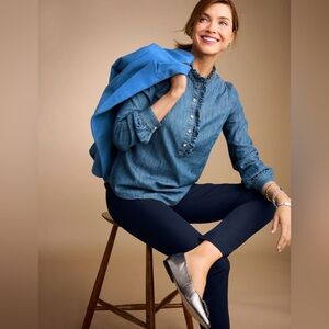 Chatham Rich Navy Blue Ankle Pants (Cigarette Pants) by Talbots size 16